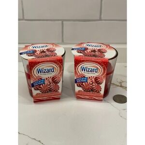 Wizard Peppermint Twist Scented Candle Lot of 2 Red‎ 3 oz 25 Hours Holiday New